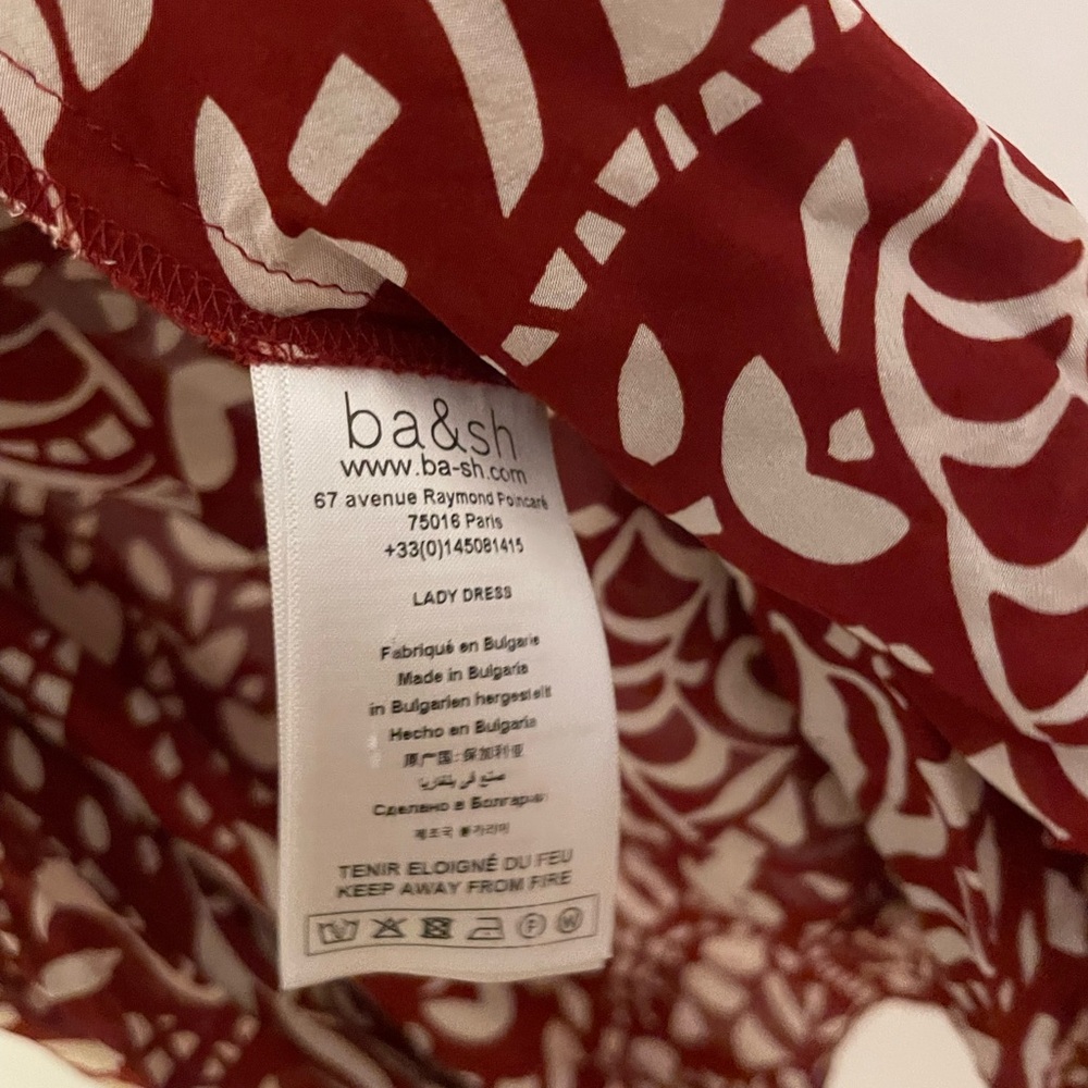 Elegant Red Patterned Wrap Dress Ba&Sh Sz S - Picture 6 of 10